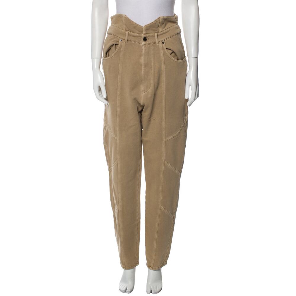 NWT Retrofête Washed Terry Pant in Beige Khaki Cotton High Rise Small NO BELT